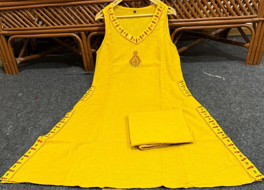 Bagrubazzar Cotton flex cord set kurta set with full embroidery work (BBCD04)