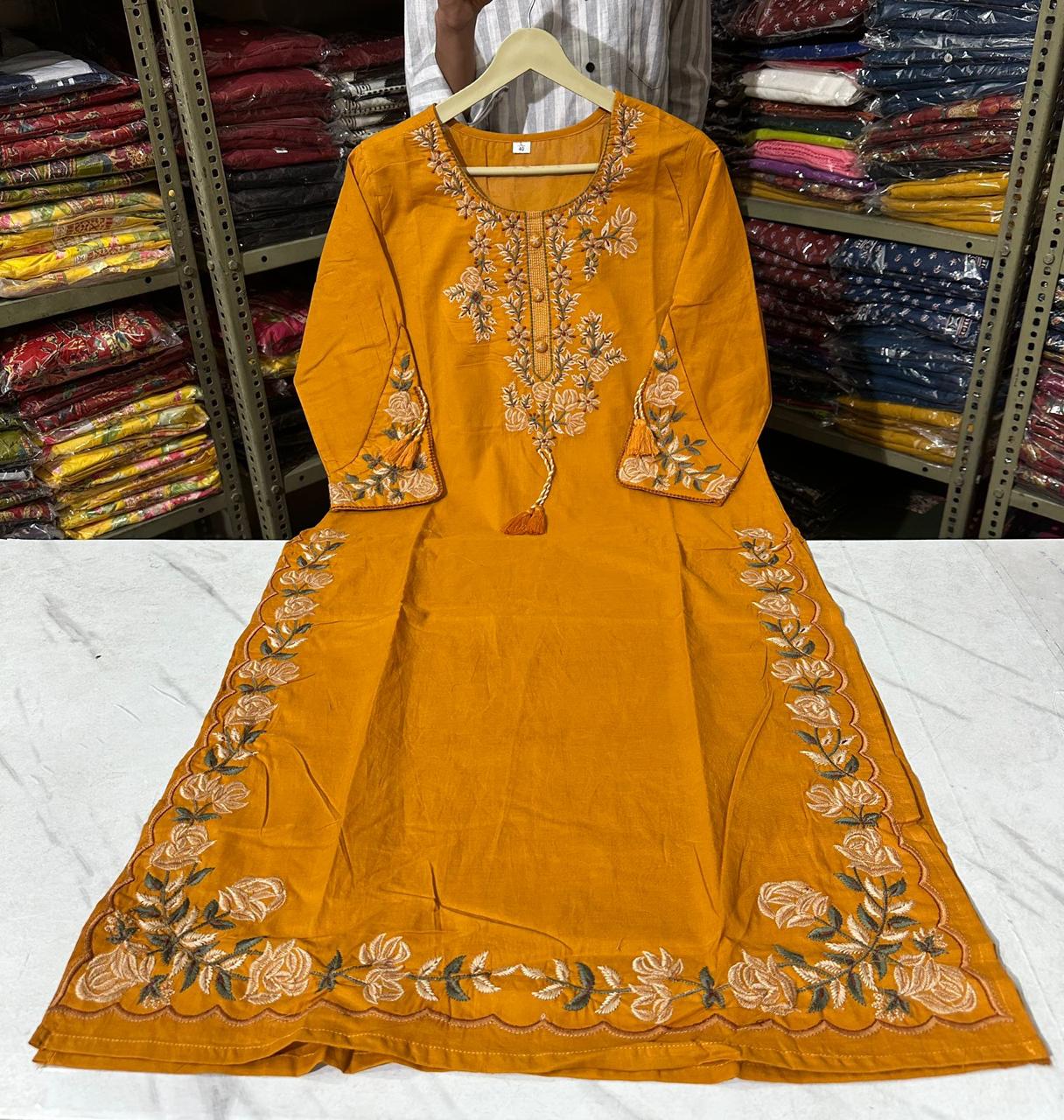 Bagrubazzar Hand Embroiderd Kurti Plazo With Dupatta Set (BBKF06)