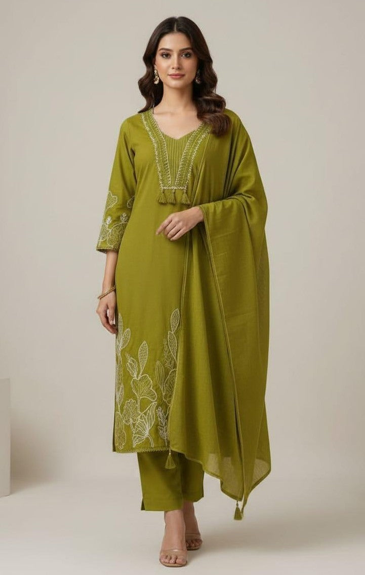 Bagrubazzar Cotton Suit Set With Thread Work (BBKF08)