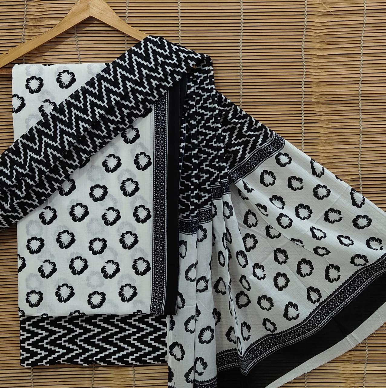 Handblock Printed Unstitched Cotton Suit for Women with Cotton Dupatta – Bagrubazzar Ethnic Collection