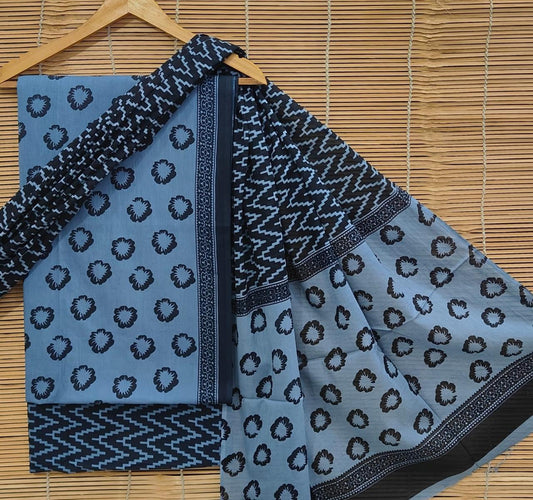 Bagrubazzar Jaipur Print Unstitched Cotton Suit for Women with Cotton Dupatta – Comfortable Daily Wear