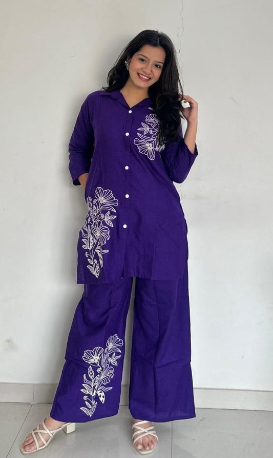 Bagrubazzar Women’s Embroidered Cord Set with Designer Embroidery Palazzo (BBKF20)