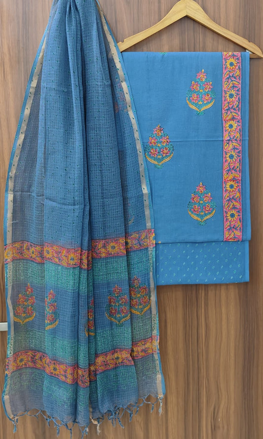 Bagrubazzar Heritage Bagru Handblock Printed Cotton Suit with Kota Doria Dupatta