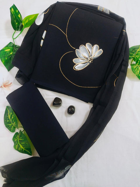 Women’s Jaipur Hand Block Printed Cotton Suit with Stylish Chiffon Dupatta