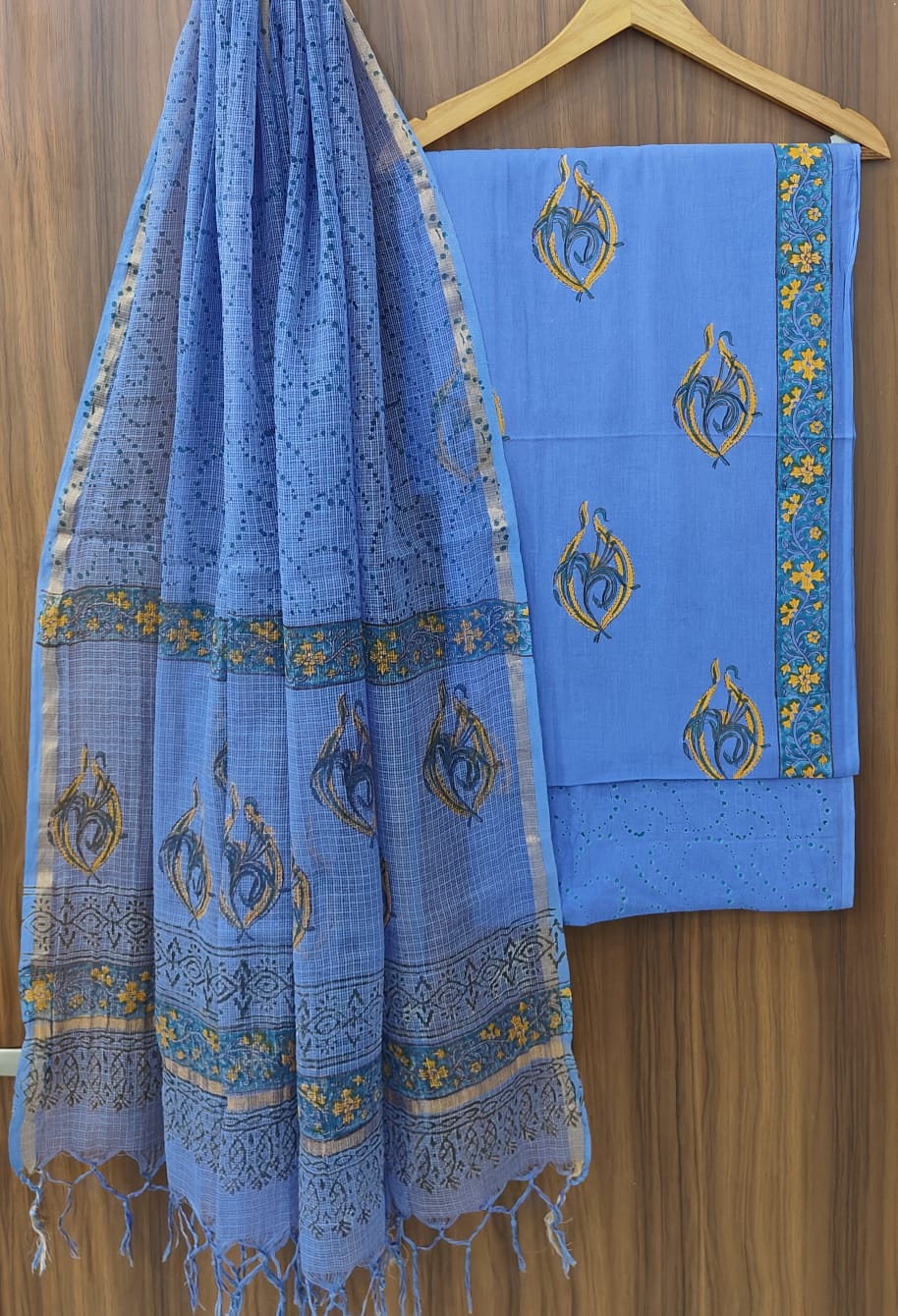 Hand Block Print Cotton Suit with Kota Doria Dupatta | Women’s Traditional Suit Set