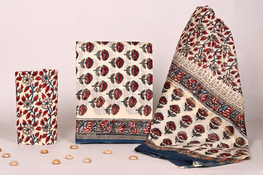 Rajasthani Sanganeri Handblock Print Chanderi Dress Material Suit Set for Women