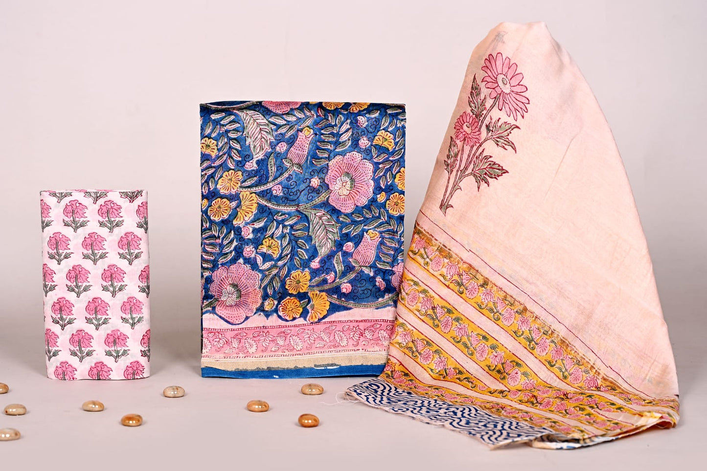 Buy Jaipur Bagru Handblock Chanderi Suit Set Online | Bagrubazzar