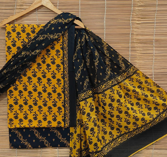 Unstitched Cotton Salwar Suit with Cotton Dupatta