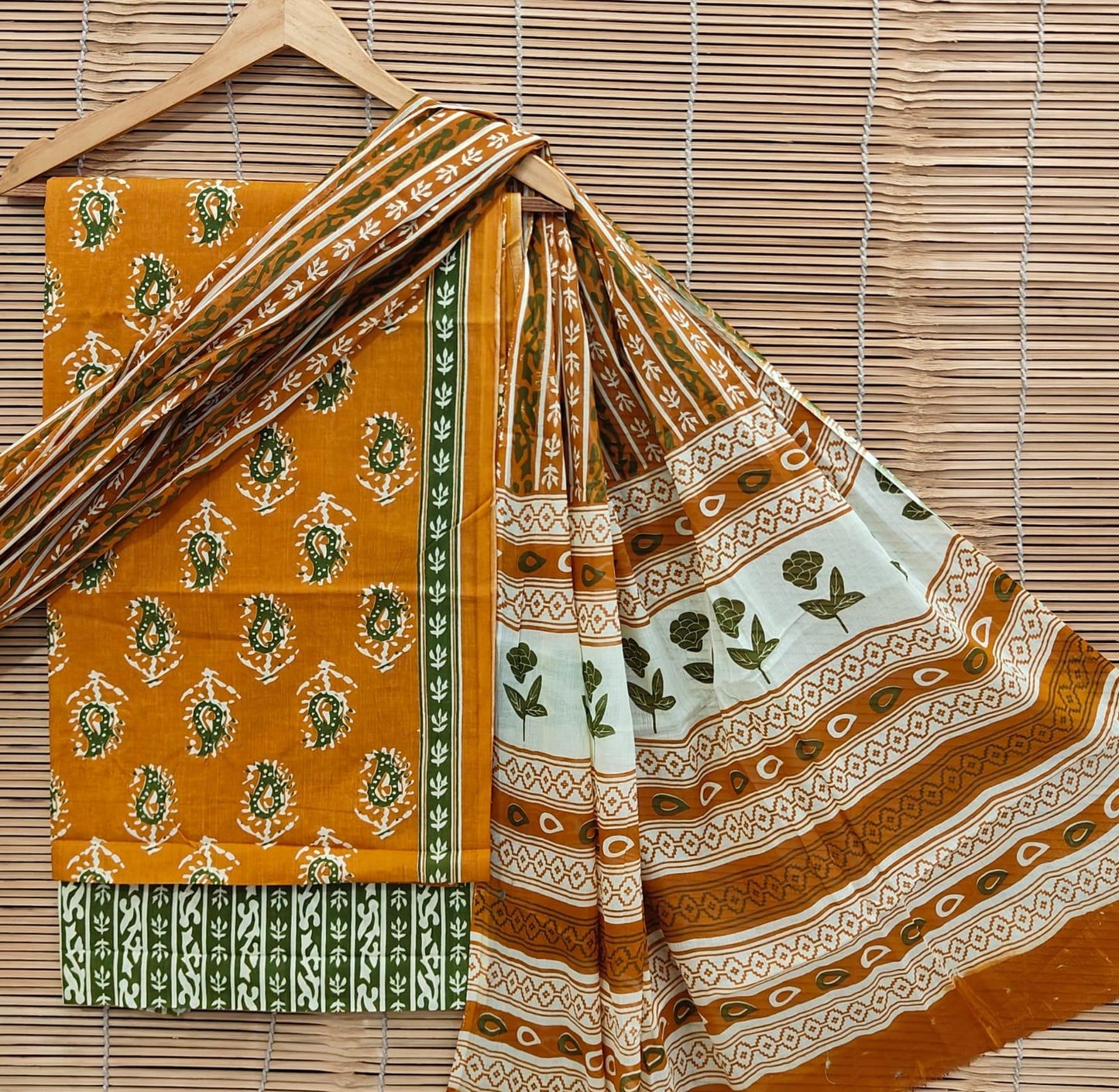BagruBazzar | Artisan Hand Block Printed Cotton Salwar Suit with Dupatta – Jaal Print (BBCOT02)