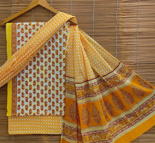 Bagrubazzar Cotton Suit Unstitched with Matching Cotton Dupatta
