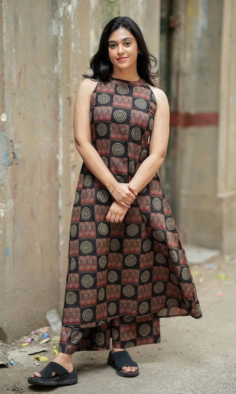 Bagrubazzar Designer Kurta Palazzo Set with Traditional Print Work for Women