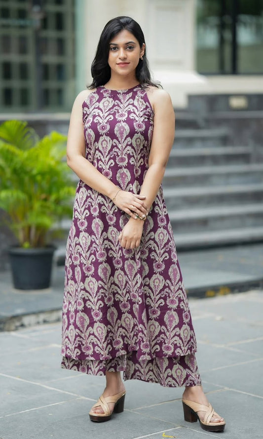 Bagrubazzar Ethnic Printed Kurti Palazzo Set