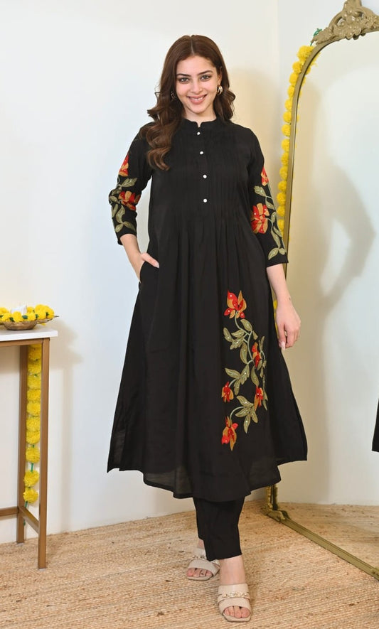 Bagrubazzar Premium Women's Cotton Embroidered Kurti Pant Set