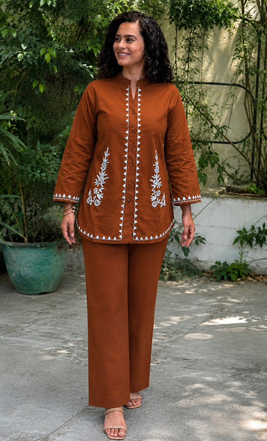 Bagrubazzar Women's Premium Cotton Embroidered Co-Ord Set