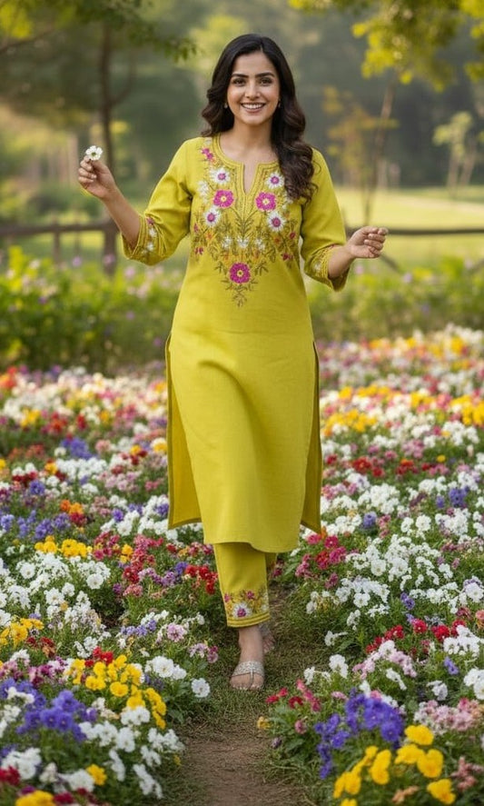 Bagrubazzar Embroidered Kurta Set for Women