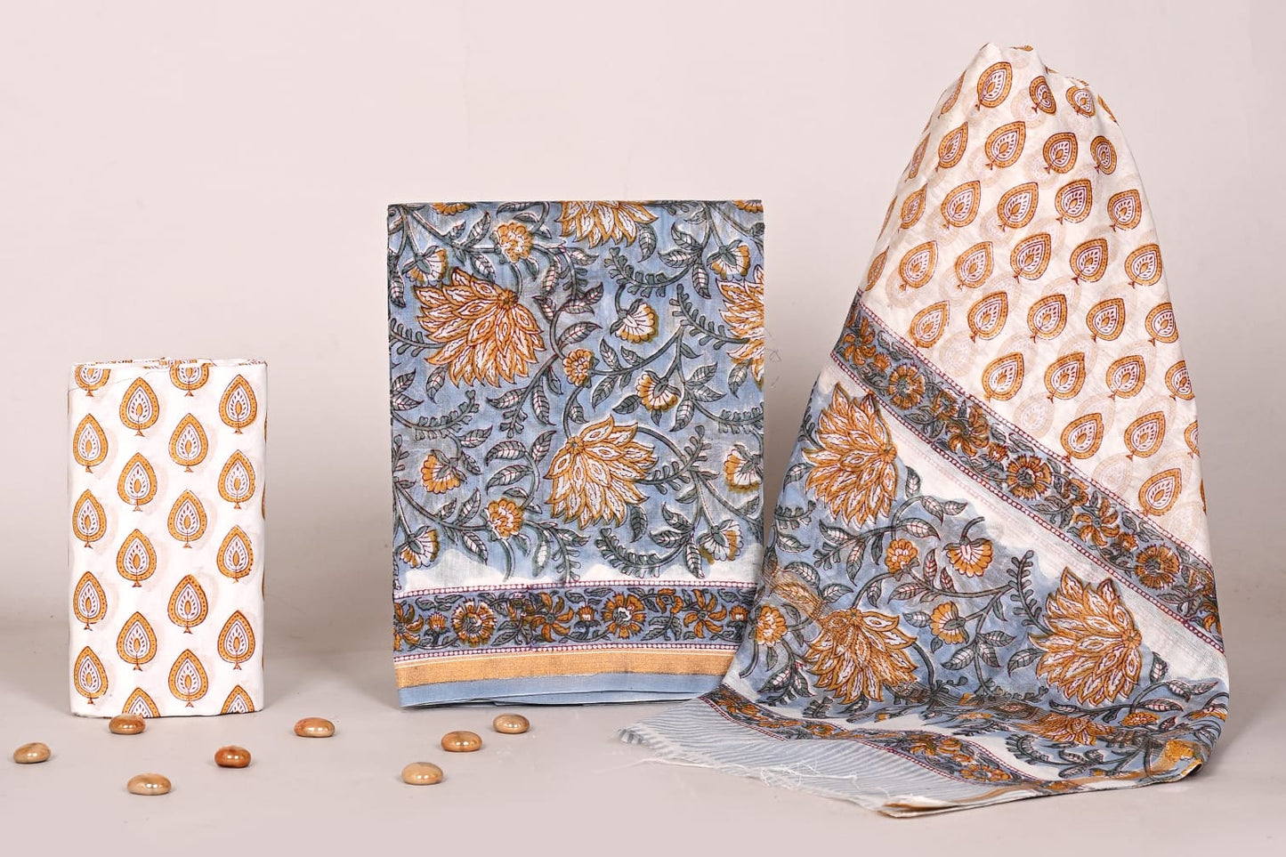 Premium Bagru Print Chanderi Unstitched Suit Set – Bagrubazzar