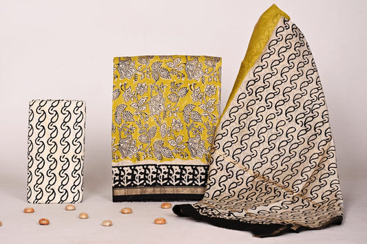 Rajasthani Bagru Print Chanderi Suit Set for Women – Premium Unstitched