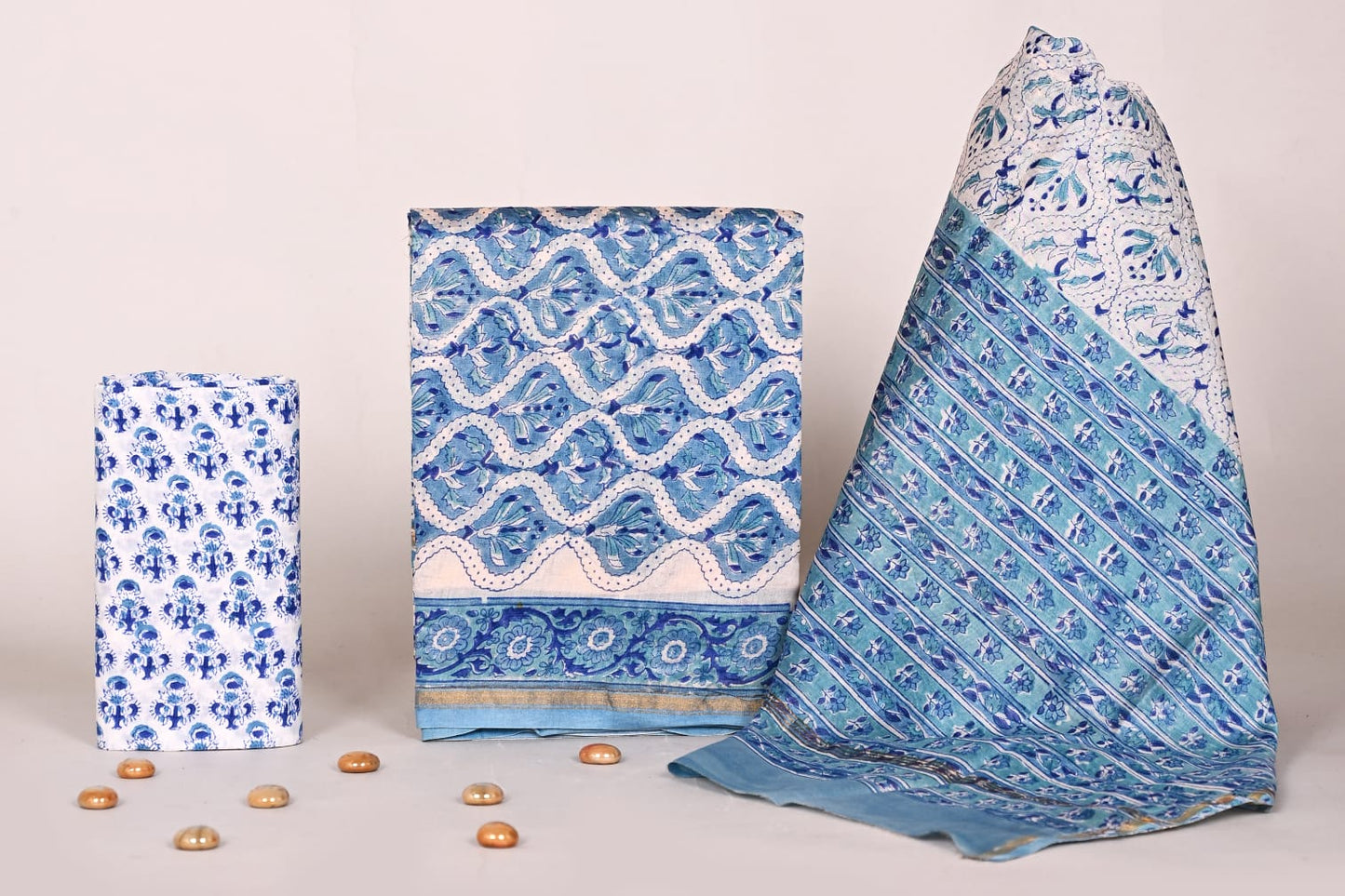 Women’s Jaipur Handblock Print Chanderi Unstitched Suit Set – Premium Ethnic Wear