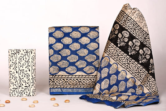 Bagrubazzar Jaipur Handblock Print Chanderi Suit Set for Women