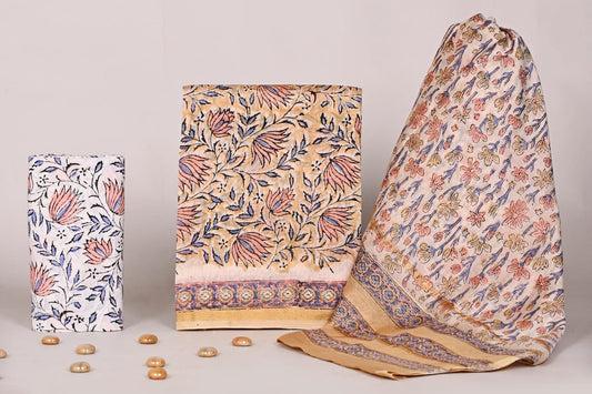 Jaipur Handblock Print Chanderi Suit with Dupatta – Designer Ethnic Set