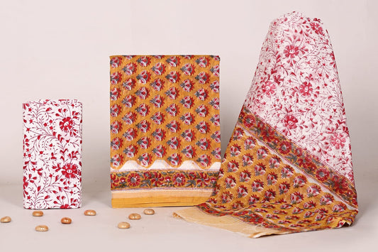 Traditional Hand Block Printed Chanderi Suit Set for Women – Summer Ethnic Wear