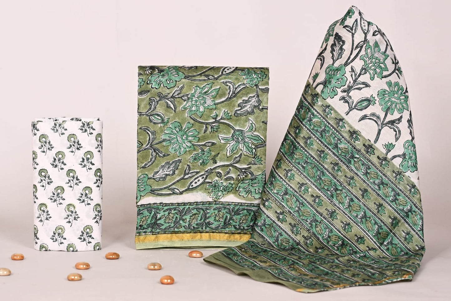 Bagrubazzar Unstitched Chanderi Silk Suit Set – Handblock Printed Ethnic Wear for Women