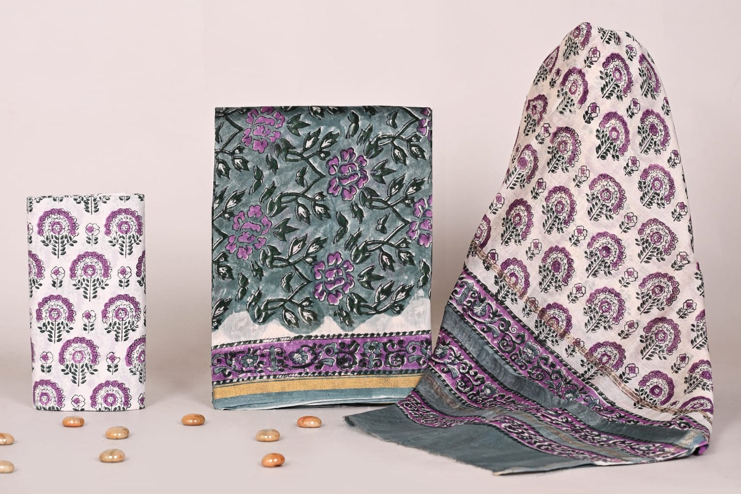 Bagrubazzar Designer Handblock Print Chanderi Silk Dress Material with Dupatta (Unstitched)