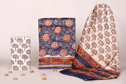 Traditional Sanganeri Handblock Print Chanderi Suit Set for Women – Unstitched Ethnic Wear