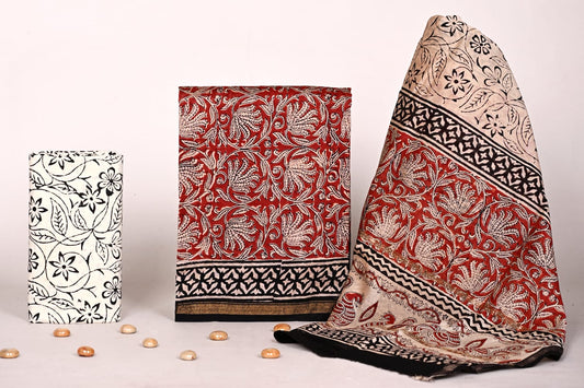 Buy Jaipur Bagru Handblock Chanderi Suit Set Online | Bagrubazzar