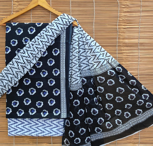 Bagrubazzar Premium Handblock Printed Unstiched Cotton Suit With Cotton Dupatta (BBCOTCO62)