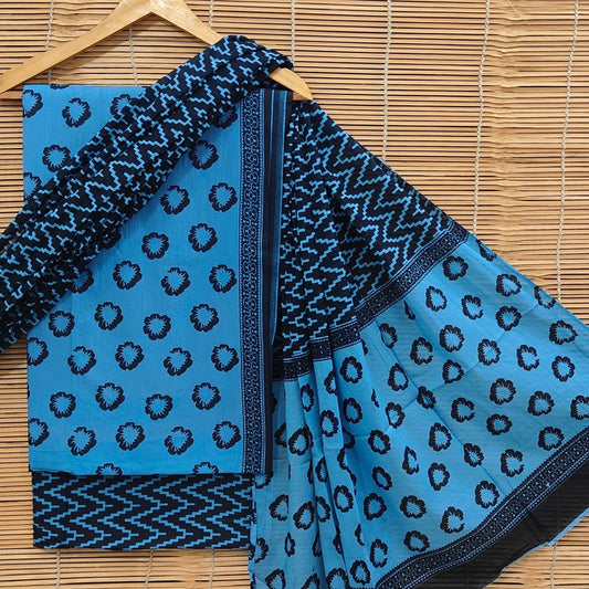 BagruBazzar | Heritage Hand Block Printed Cotton Suit With Cotton Dupatta (BBCOTCO21)