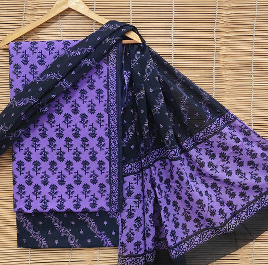 Bagrubazzar Hand Brush Paint Unstitched Cotton Suit with Cotton Dupatta for Women (BBCOTCO35)
