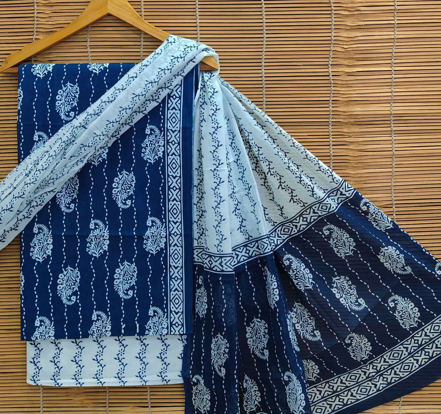 Bagrubazzar Handblock Printed Cotton Suit Unstitched with Cotton Dupatta (BBCOTCO36)