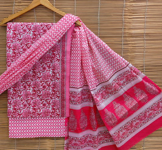 BagruBazzar | Hand Block Printed Doby Cotton Suit with Dupatta (BBCOTCO51)