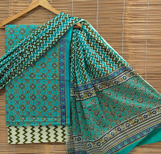 BagruBazzar | Hand Block Printed Bagru Cotton Suit Set With Cotton Dupatta (BBCOTCO54)