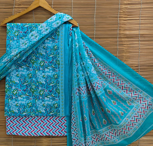 BagruBazzar | Artisan Hand Block Printed Cotton Salwar Suit with Dupatta – Jaal Print (BBCOTCO58)