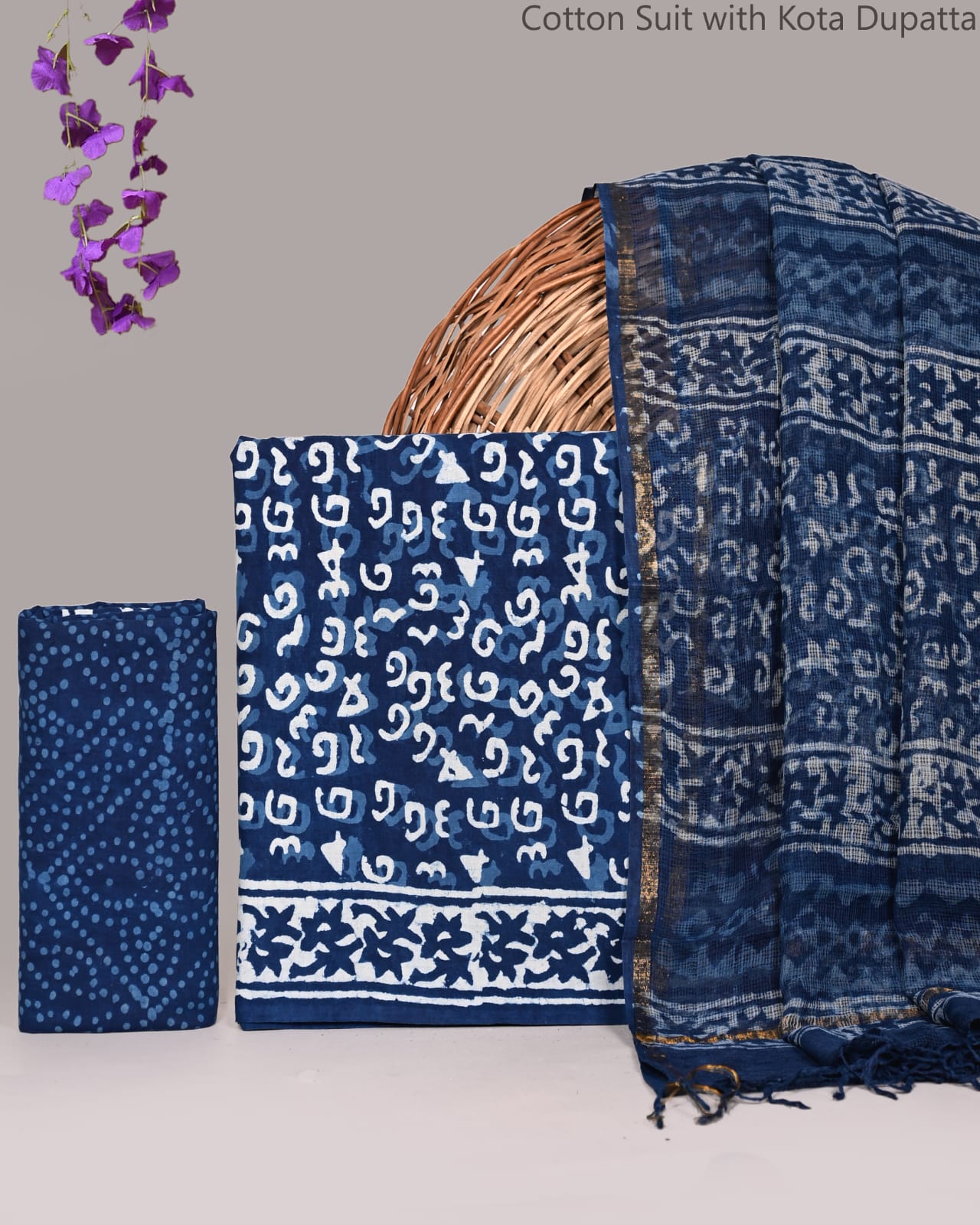 Premium Handblock Printed Cotton Suit Set with Kota Doria Dupatta for Women | Summer Ethnic Wear