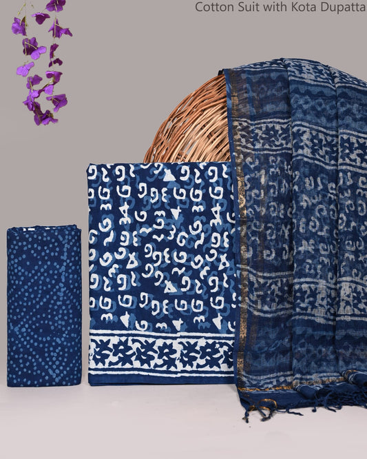 Premium Handblock Printed Cotton Suit Set with Kota Doria Dupatta for Women | Summer Ethnic Wear