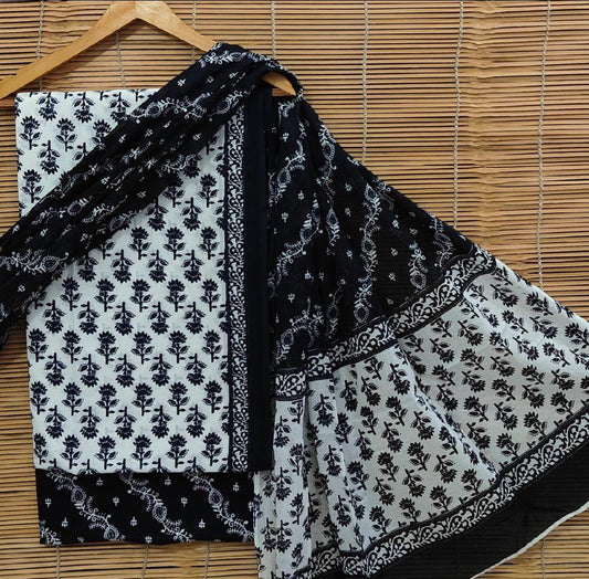 Bagrubazzar Cotton Suit with Dupatta – Handblock Printed Unstitched Ethnic Wear for Ladies (BBCOTCO43)