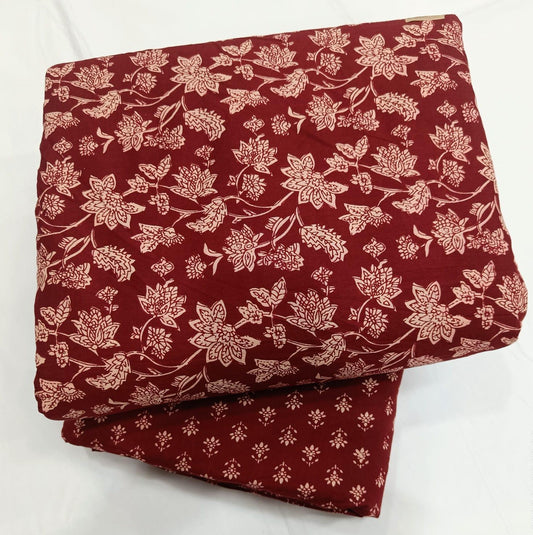 Bagrubazzar Authentic Sanganeri Handblock Cotton Salwar Suit Fabric