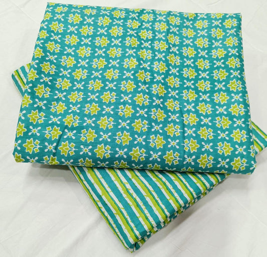 Bagrubazzar Hanblock Print Cotton Unstitched Top Bottom Ensemble