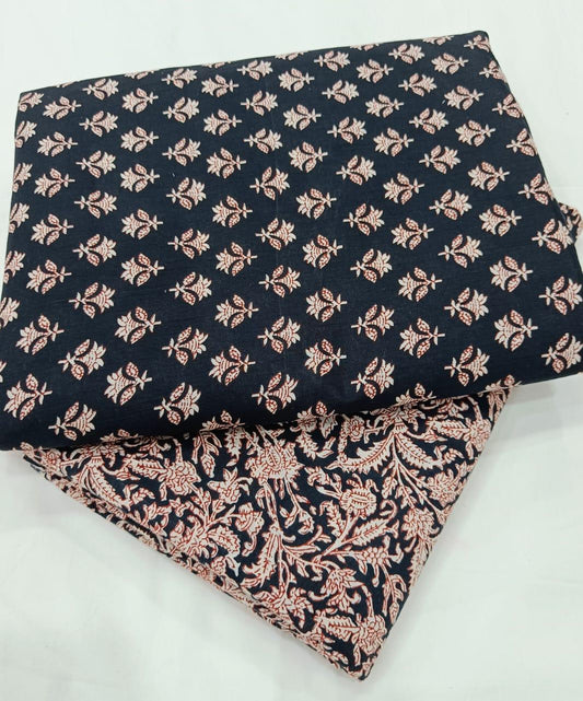 Bagrubazzar Pure Cotton Unstitched Handblock Print Dress Material Set (BBTB03)