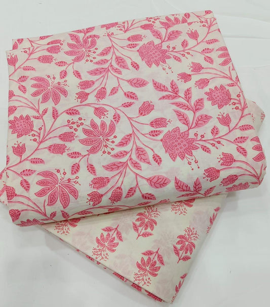 Bagrubazzar Ethnic Wear Hand Block Printed Cotton Suit Material (BBTB15)