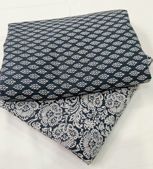 Bagrubazzar Hanblock Geometric Jaipur Print Cotton Top Bottom Suit Material