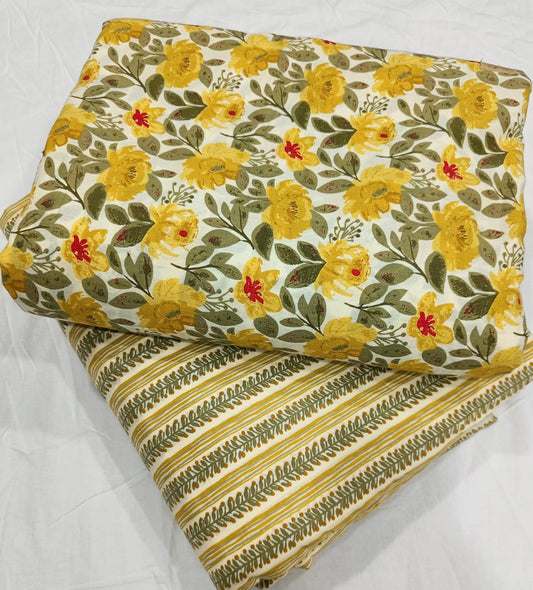 Bagrubazzar Traditional Sanganeri Print Cotton Unstitched Salwar Suit Set