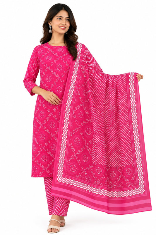 Bagrubazzar Sanganeri Cotton Suit for Women | Stitched with Dupatta