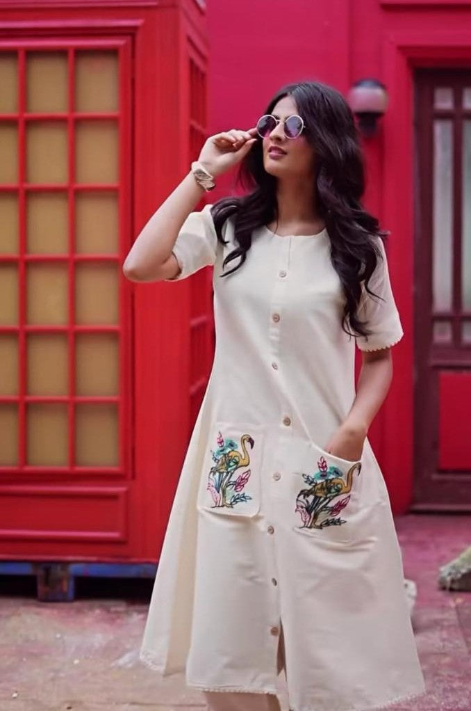 Women’s Pure Cotton A-Line Kurta Set | Front Slit Kurta with Cotton Pant