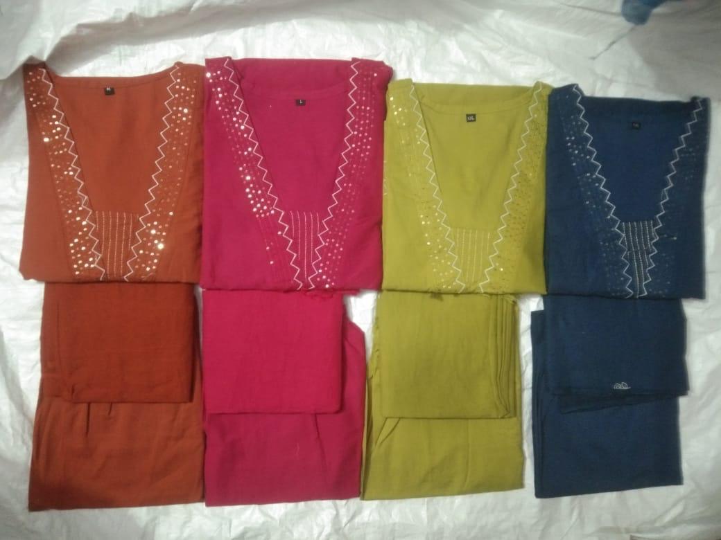 Bagrubazzar Cotton Suit Set With Thread Work (BBKF07)