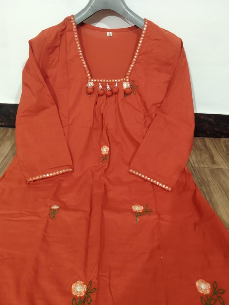 Bagrubazzar New Anarkali Kurta Set with Embroidery & Mirror Work Dupatta (BBKF11)