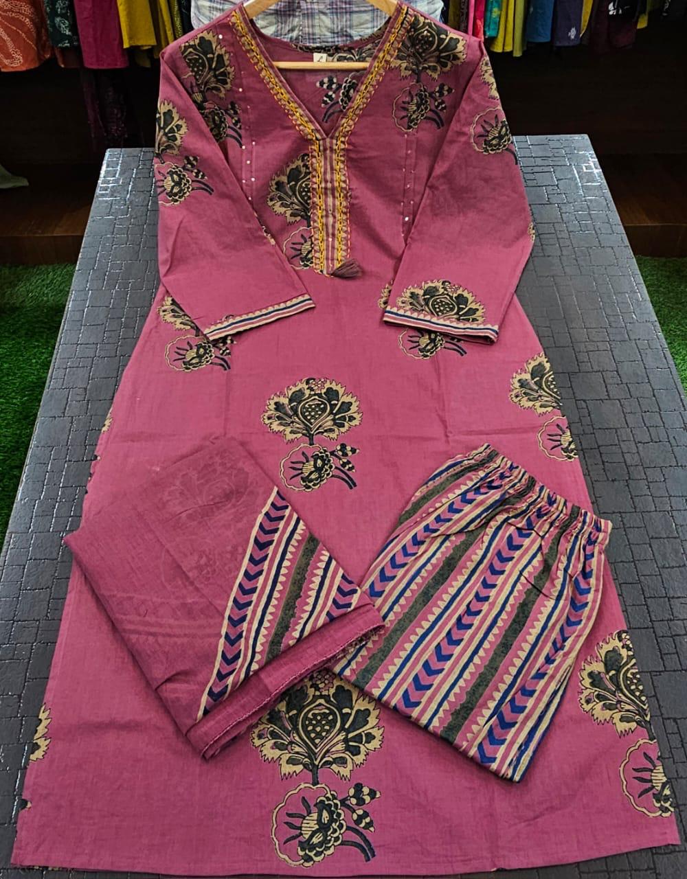 Bagrubazzar Premium Cotton 60x60 Printed Suit Set with Kurta, Pant & Dupatta (BBKF15)